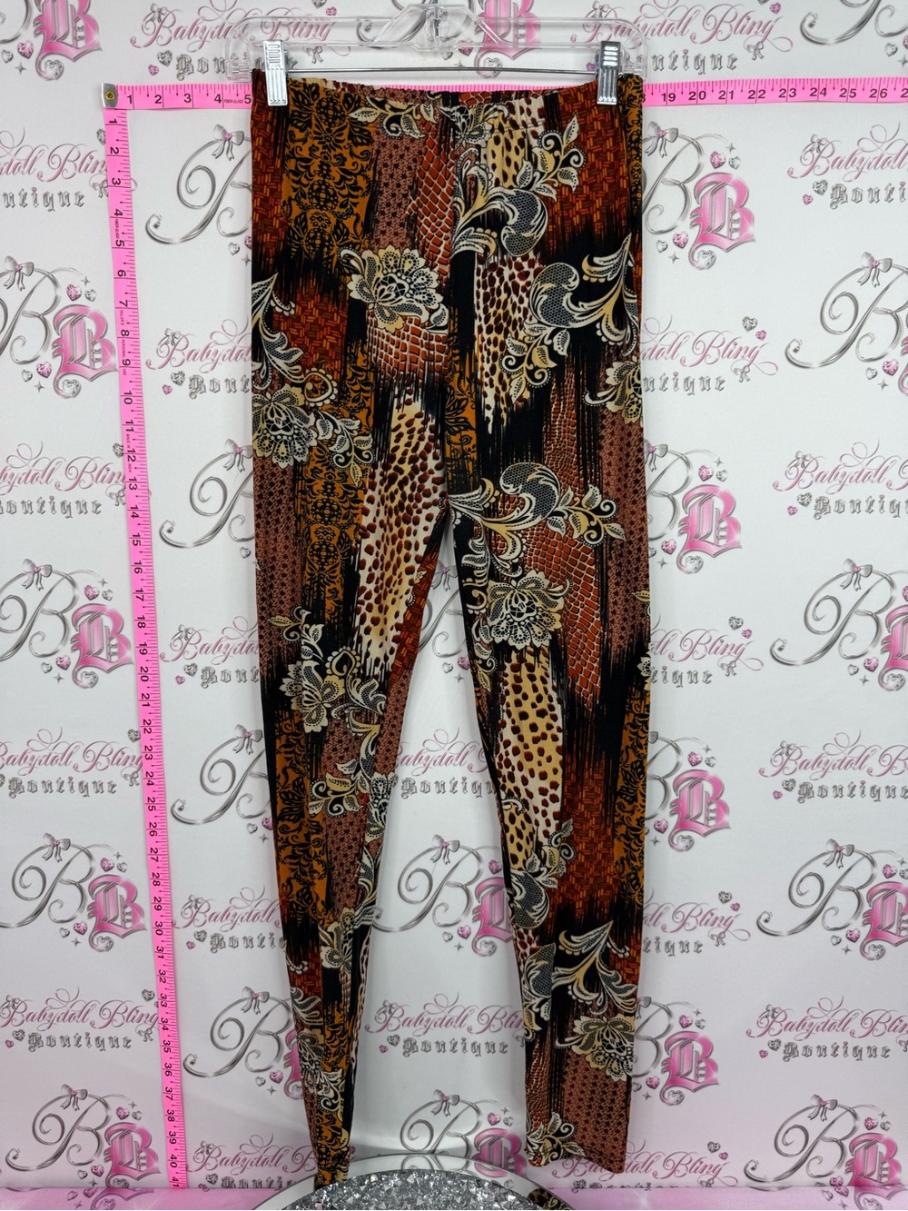 Always pants leggings Women's Printed Stretch Leggings - Brown Multi